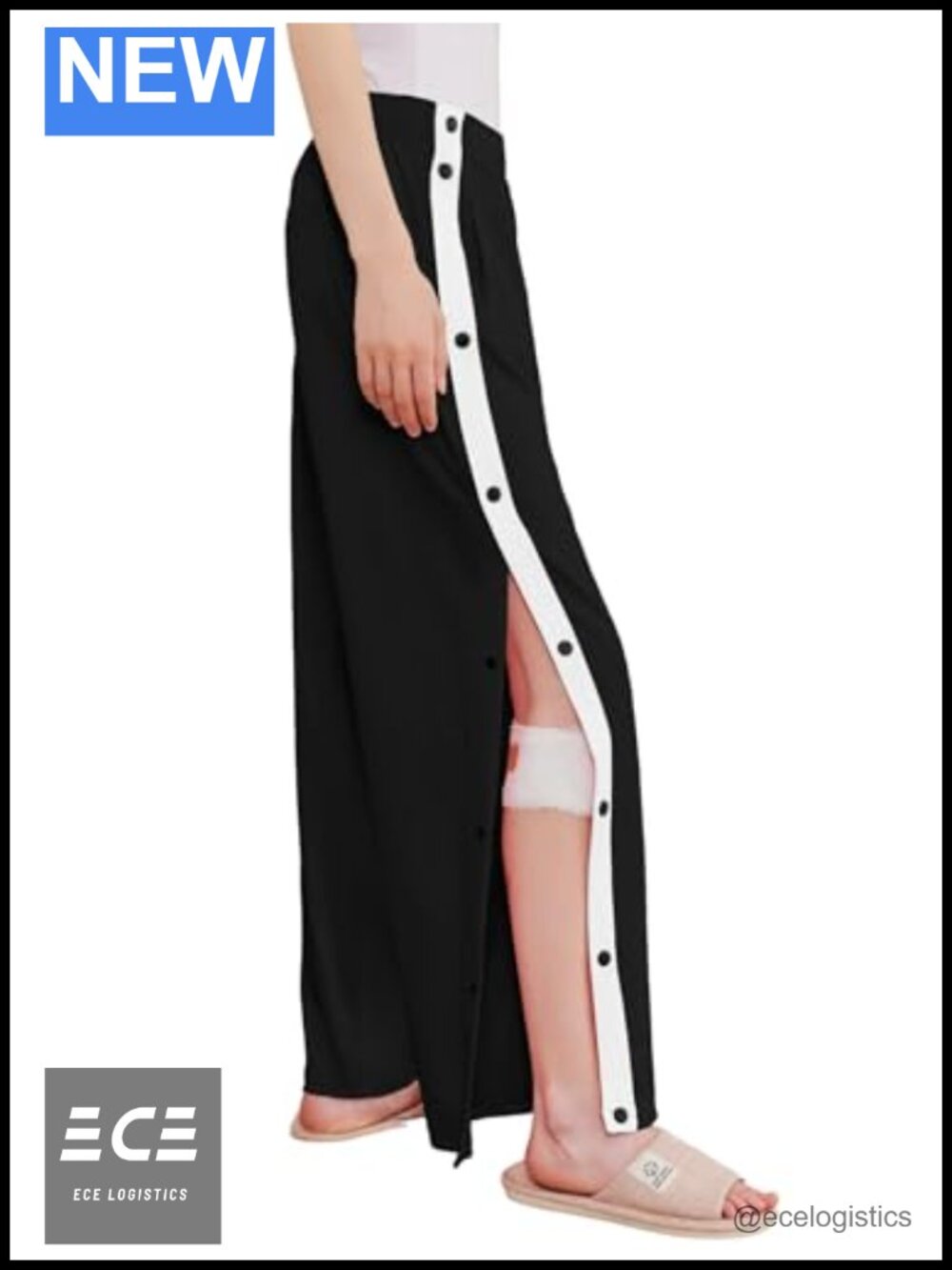 Tear Away Pants Women Side Snap Open Bottom Sweatpants Post-Surgery Recovery